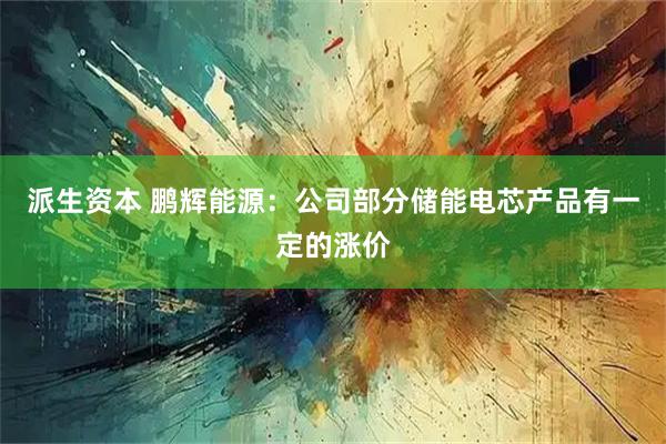 派生资本 鹏辉能源：公司部分储能电芯产品有一定的涨价