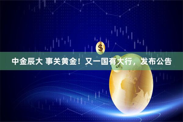 中金辰大 事关黄金！又一国有大行，发布公告