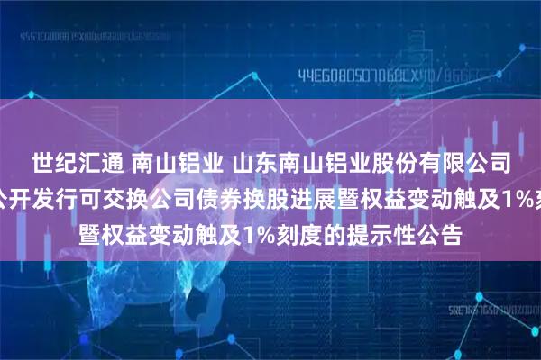 世纪汇通 南山铝业 山东南山铝业股份有限公司关于控股股东非公开发行可交换公司债券换股进展暨权益变动触及1%刻度的提示性公告